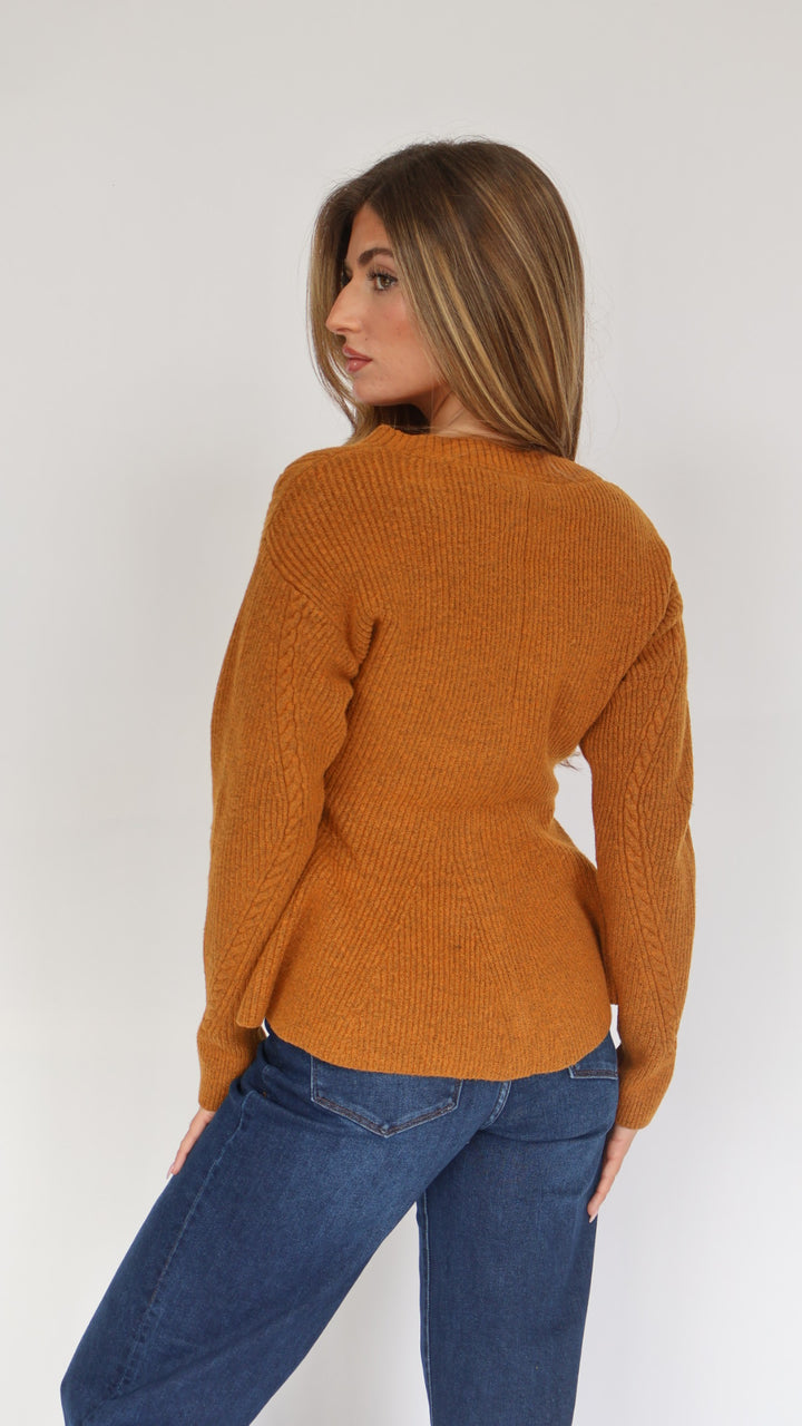 Steve Madden Courtney Peplum Button Front Sweater