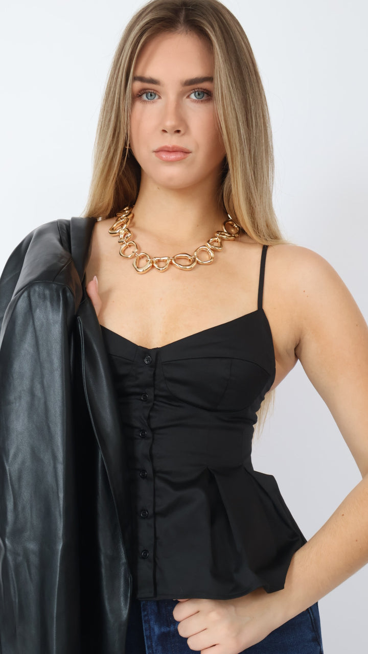 Button Front Bustier Top