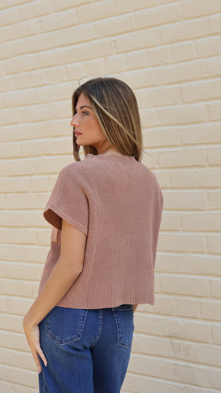 Elan Cap Sleeve Pocket Sweater