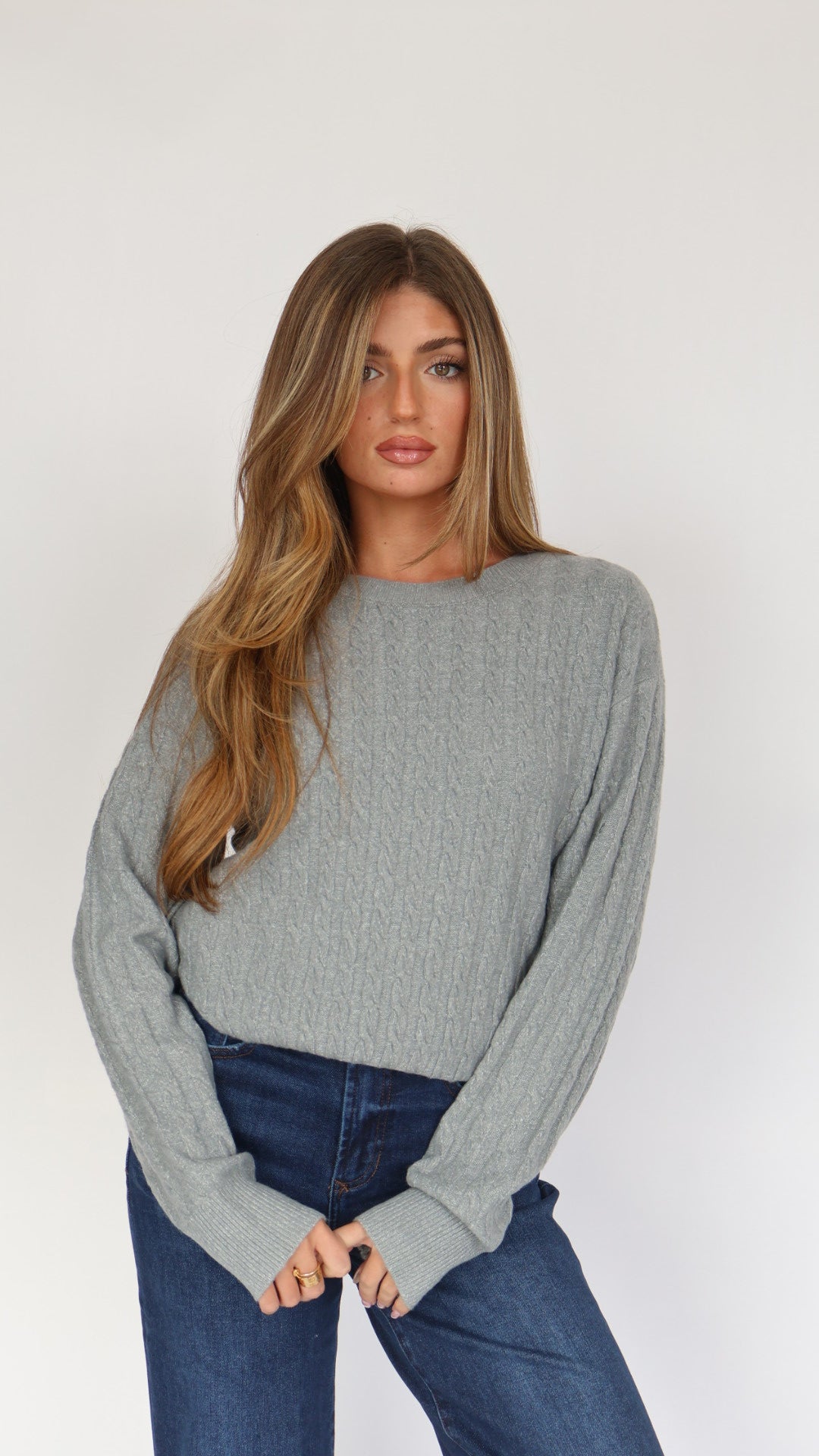 Steve Madden Minna Cable Knit Sweater