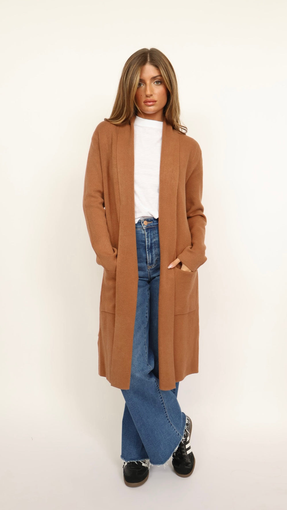 Open Front Coatigan With Pockets