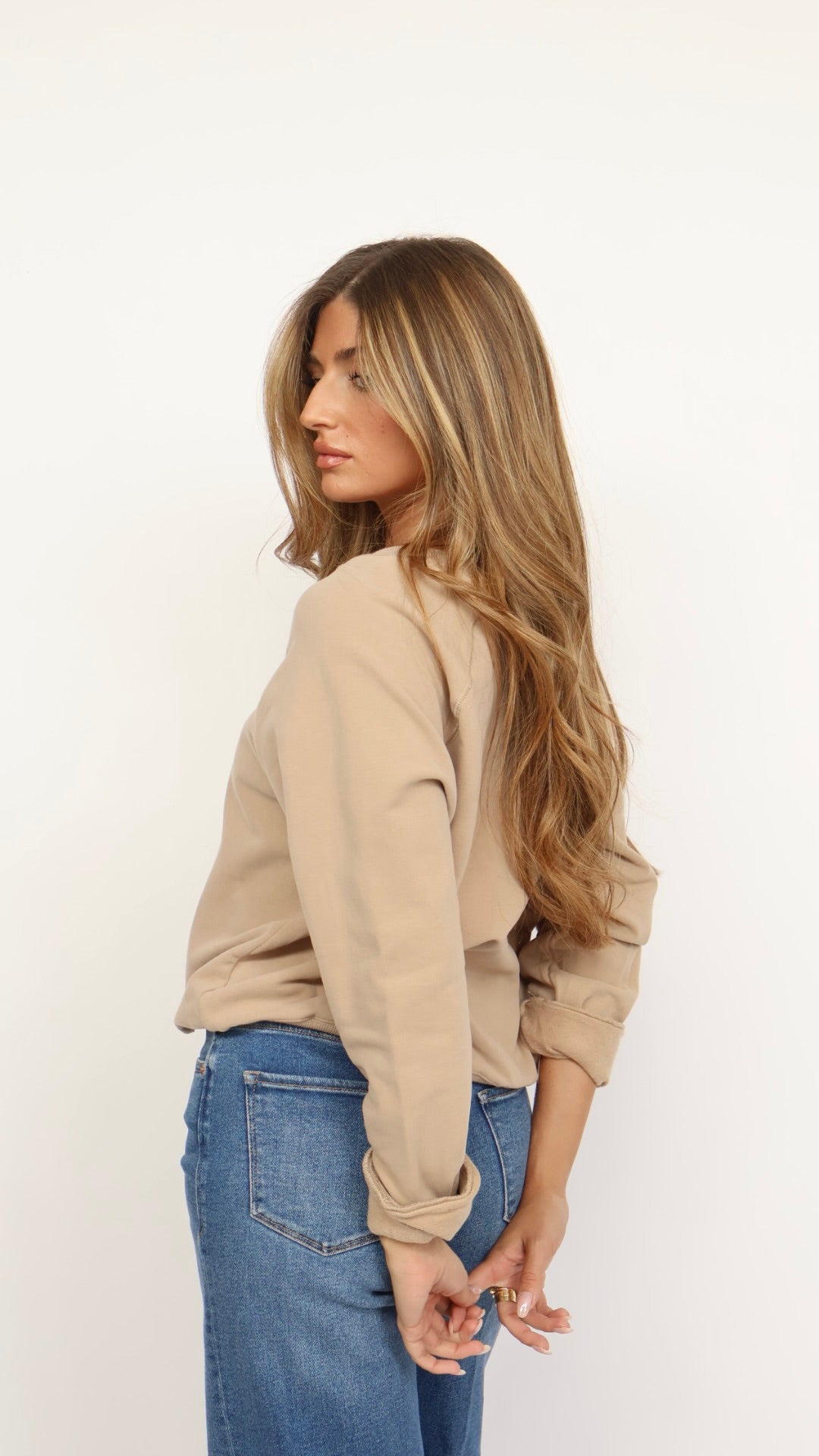 V Neck Cotton Sweatshirt