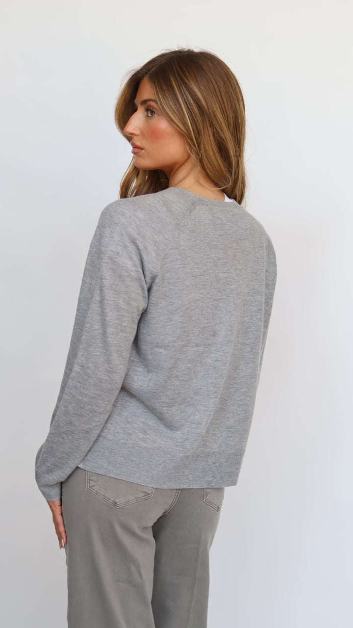 Women’s Crew Neck Sweater with Side Slit