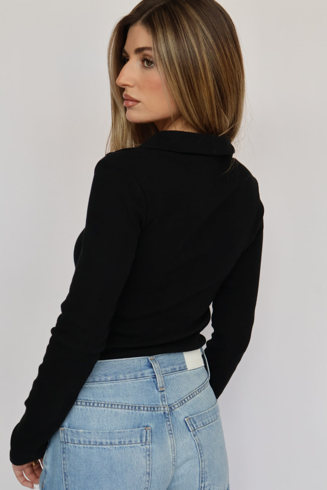 BEST SELLER : Loren Ribbed Cotton Zip Long Sleeve Top 40% OFF IN CART