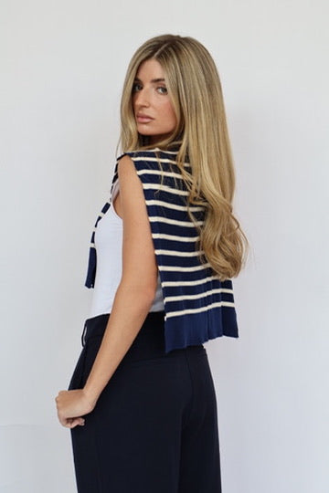 Stripe Long Sleeve Top with Cardigan