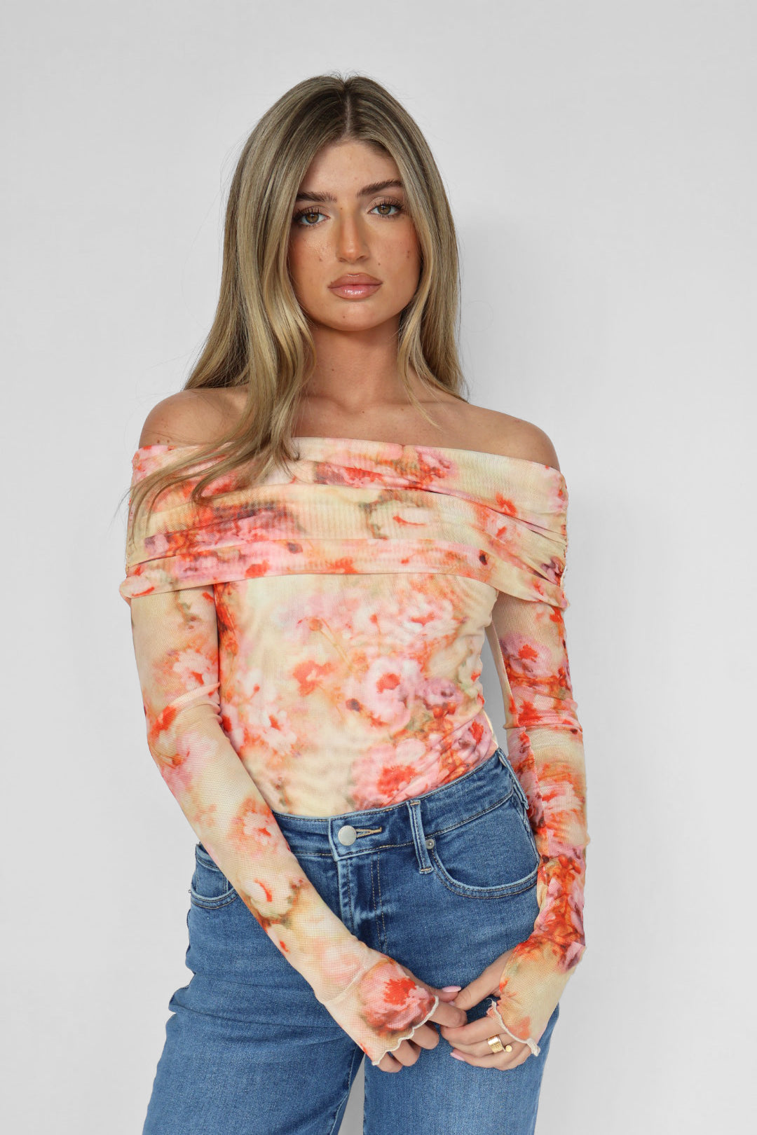Off The Shoulder Floral Bodysuit