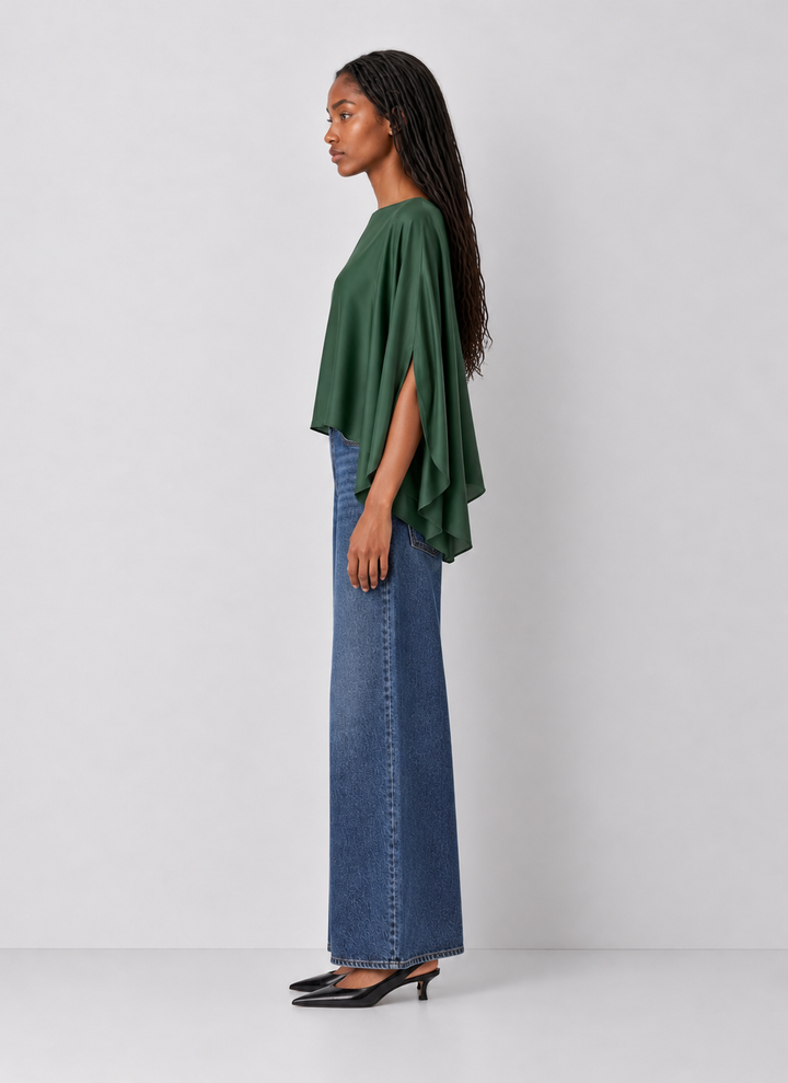 Elan Draped Satin Blouse