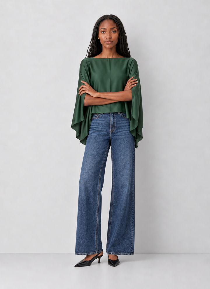 Elan Draped Satin Blouse