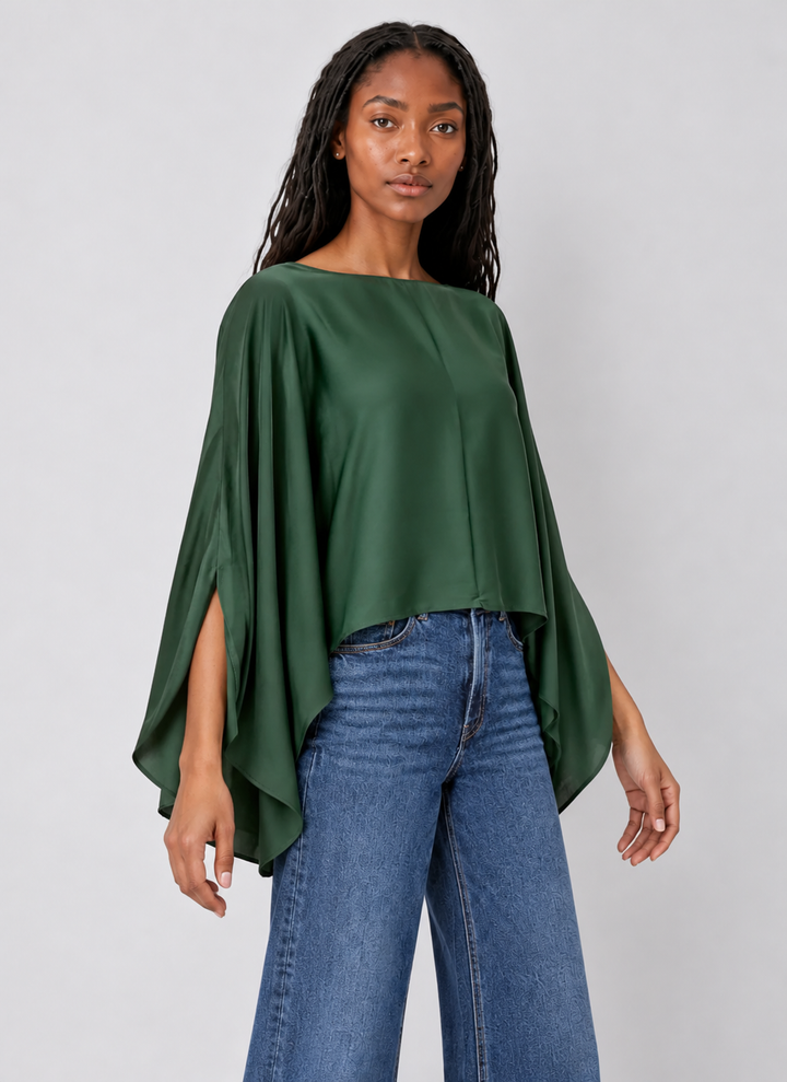 Elan Draped Satin Blouse