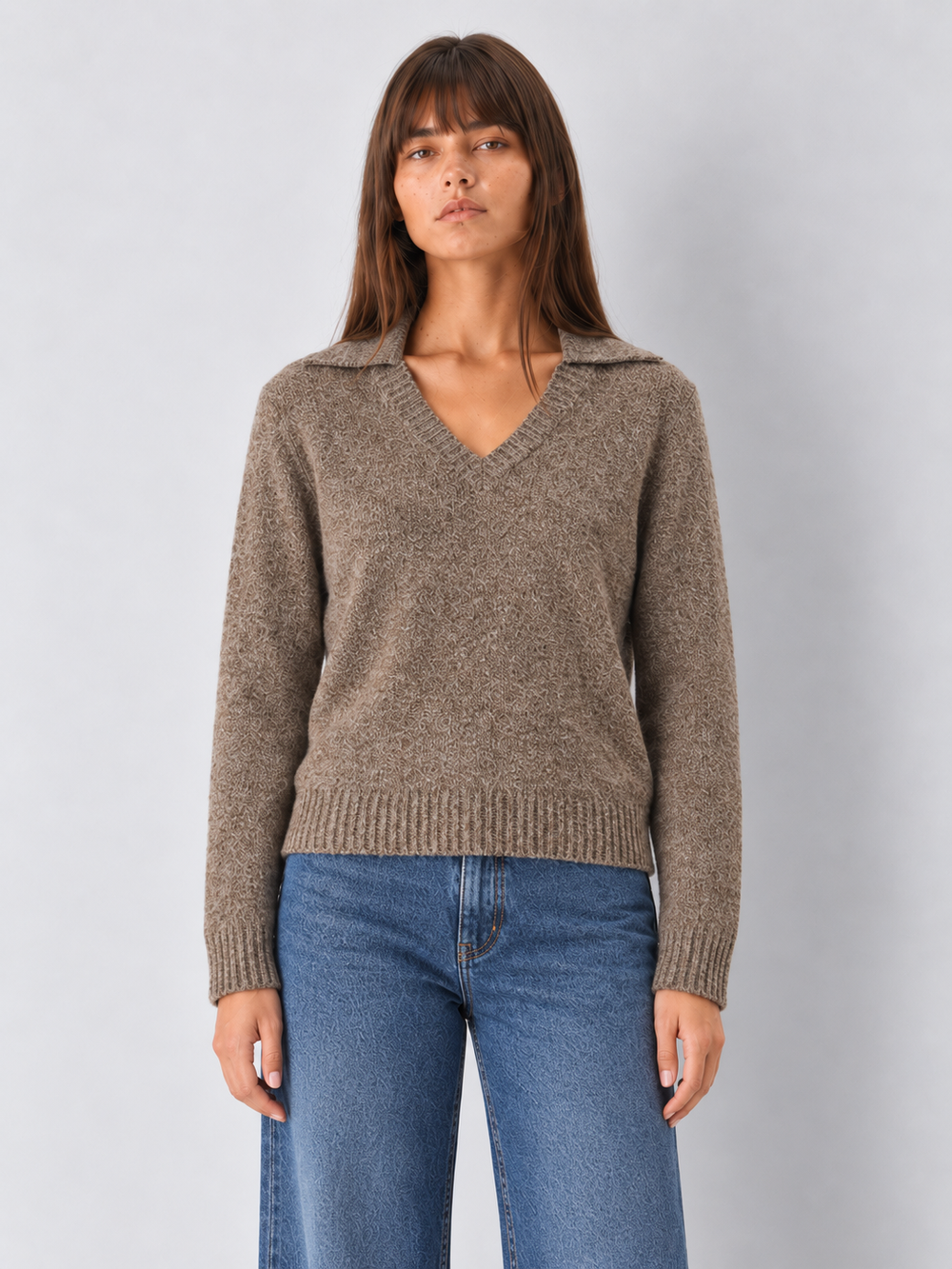 Demi V-Neck Collared Sweater