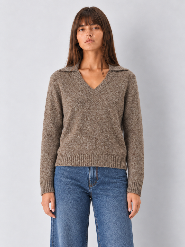 Demi V-Neck Collared Sweater