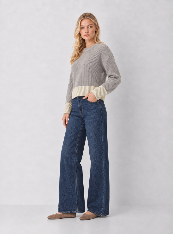 525 America Sienna Stripe Rib Pullover Sweater