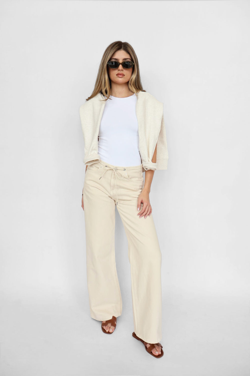 Habitual Wide Leg Stone Drawstring Pants