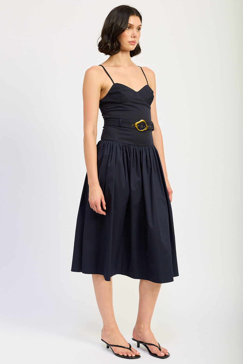 Belted Corset Midi Dress
