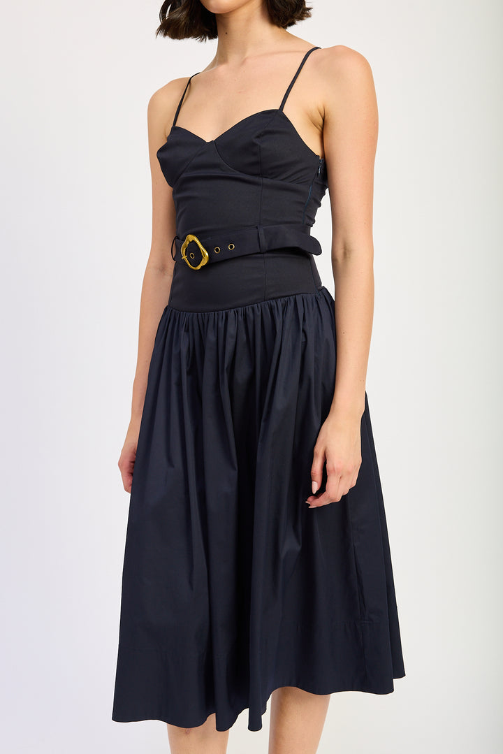 Belted Corset Midi Dress