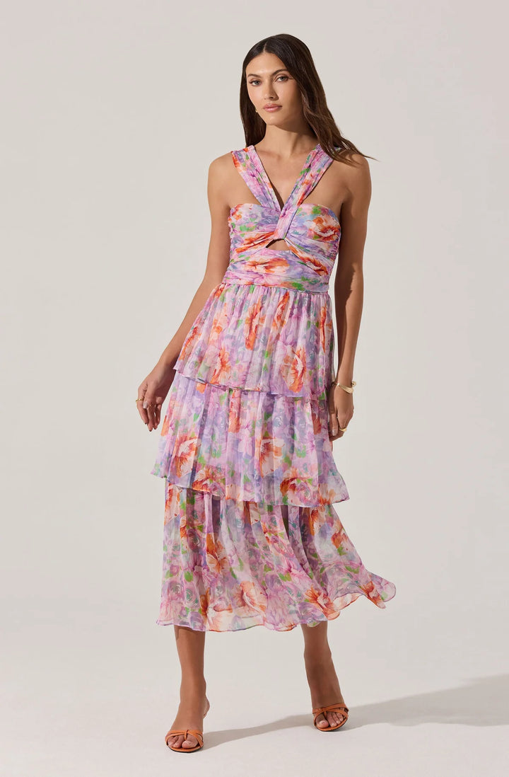 Tiered Keyhole Cutout Dress