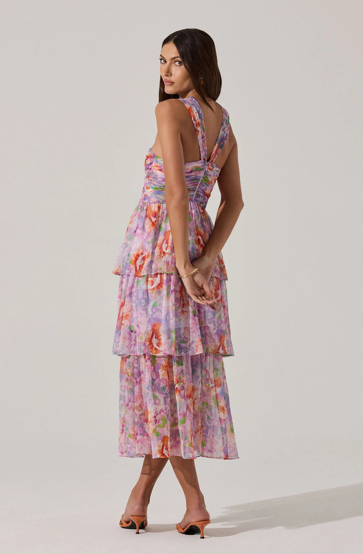 Tiered Keyhole Cutout Dress