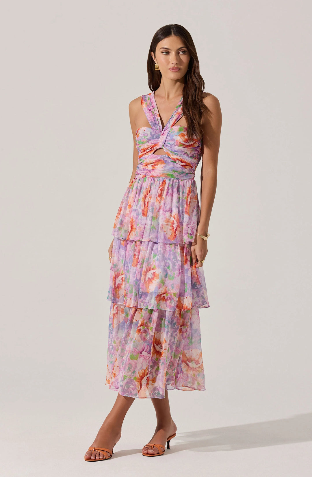Tiered Keyhole Cutout Dress