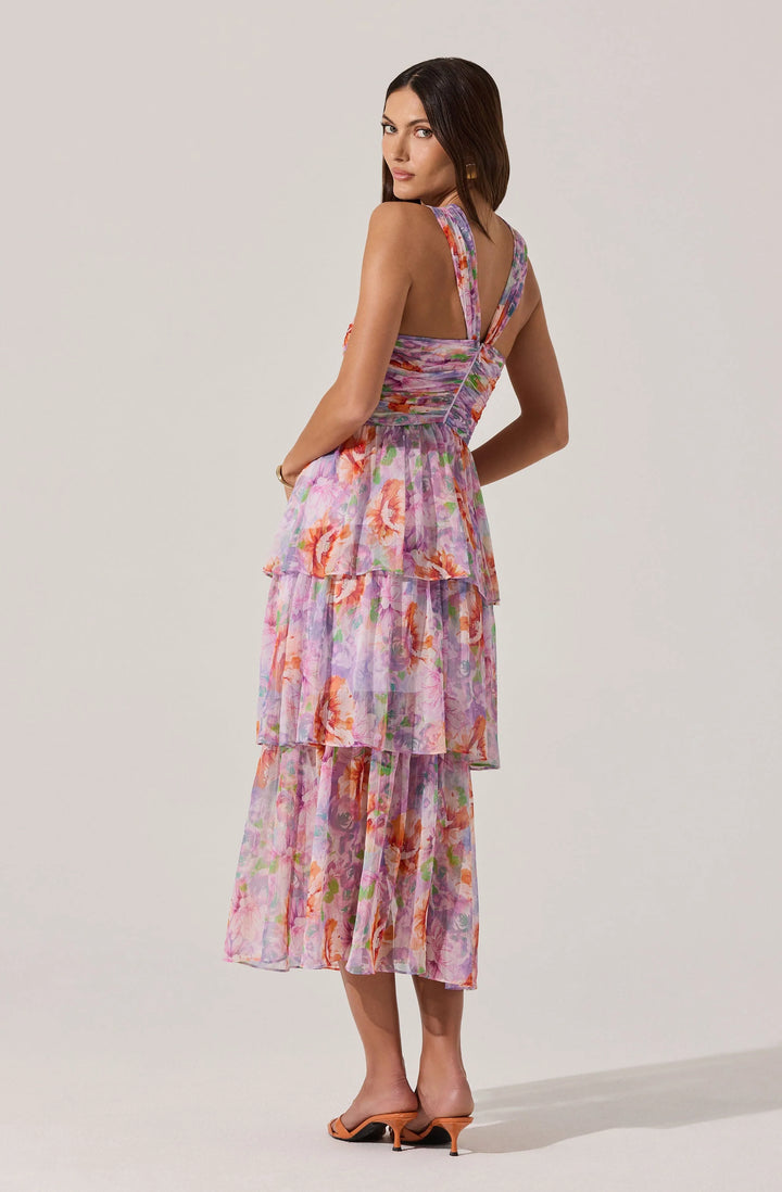 Tiered Keyhole Cutout Dress
