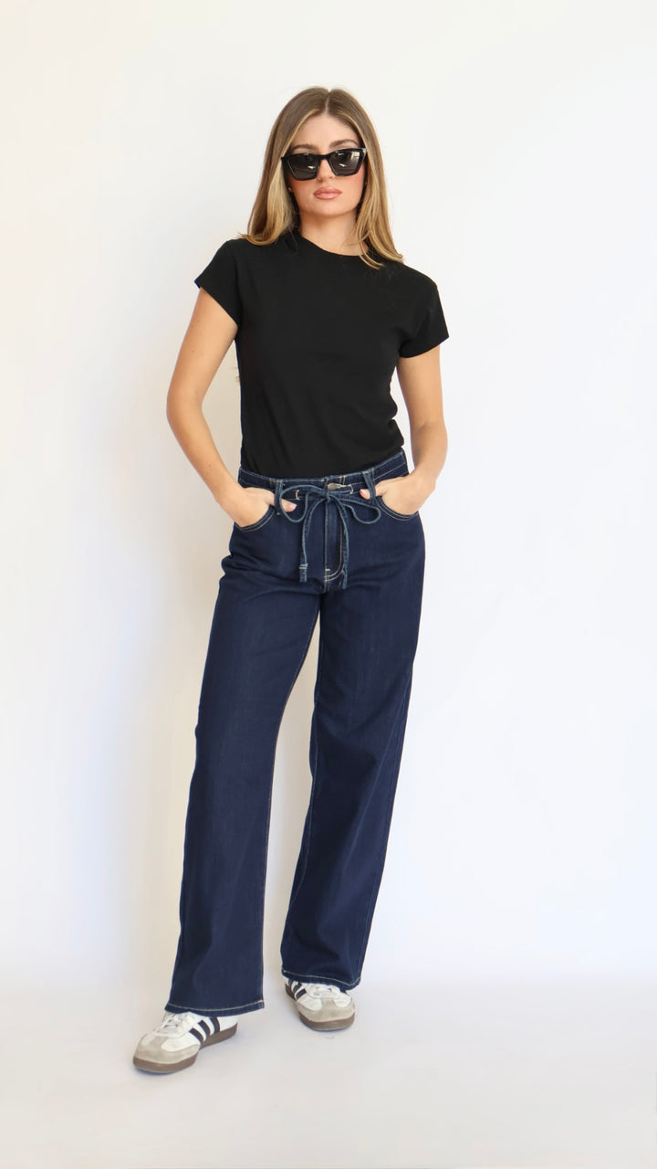 Just Black Denim Drawstring Wide Leg