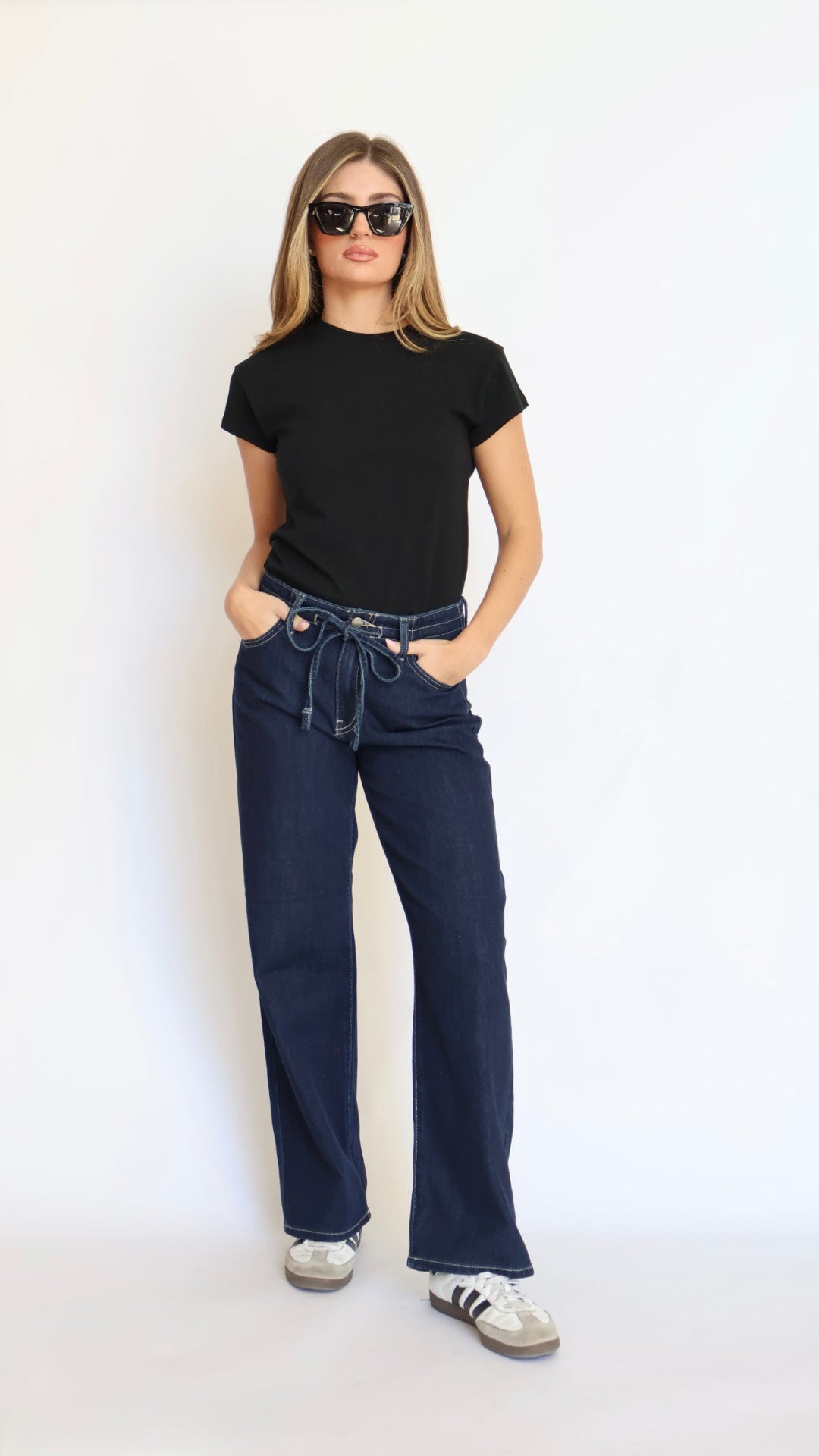 Just Black Denim Drawstring Wide Leg