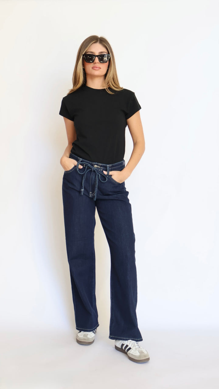 Just Black Denim Drawstring Wide Leg