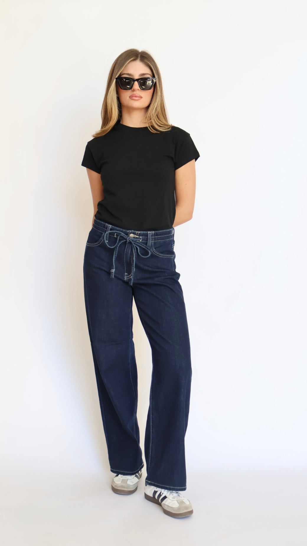 Just Black Denim Drawstring Wide Leg