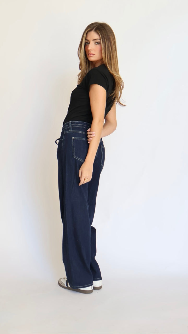 Just Black Denim Drawstring Wide Leg