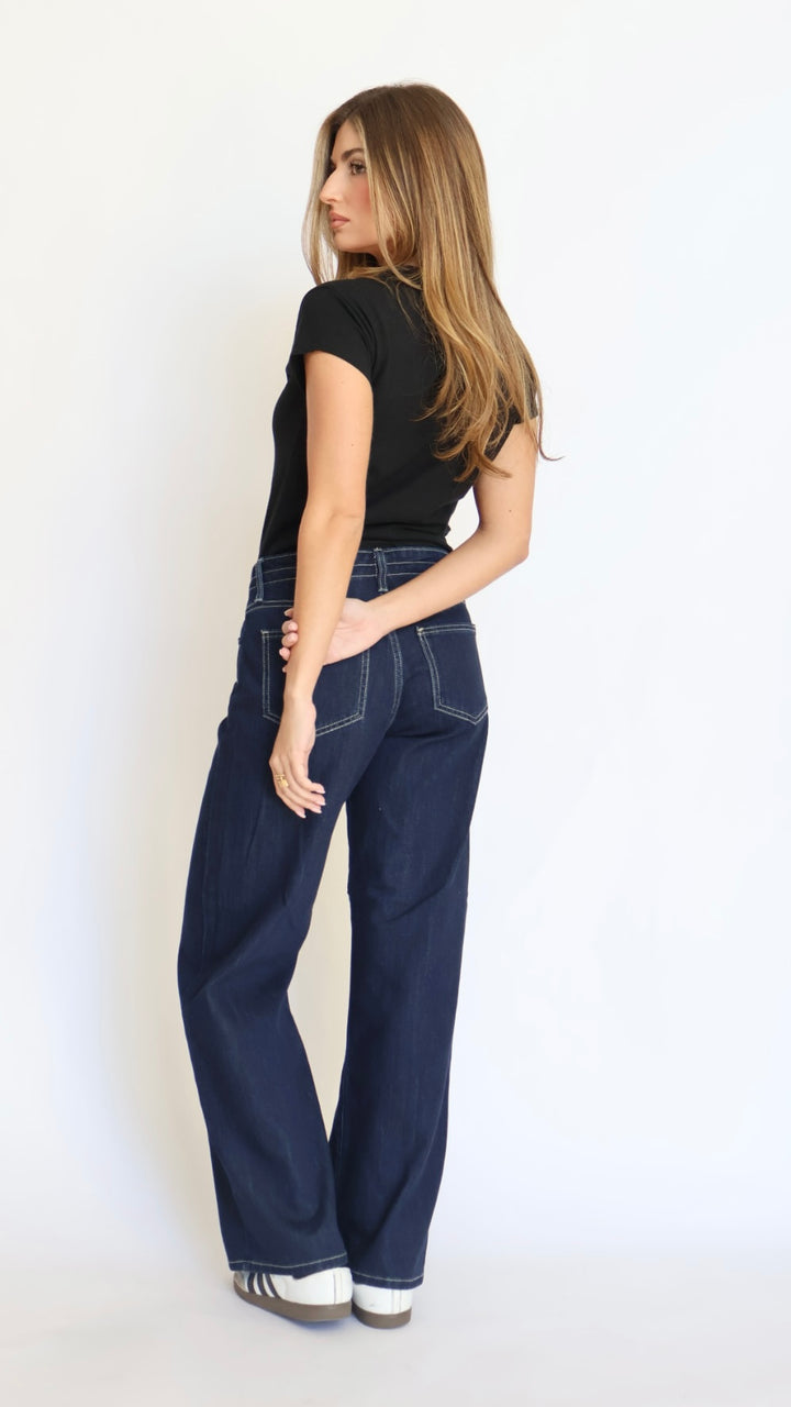 Just Black Denim Drawstring Wide Leg