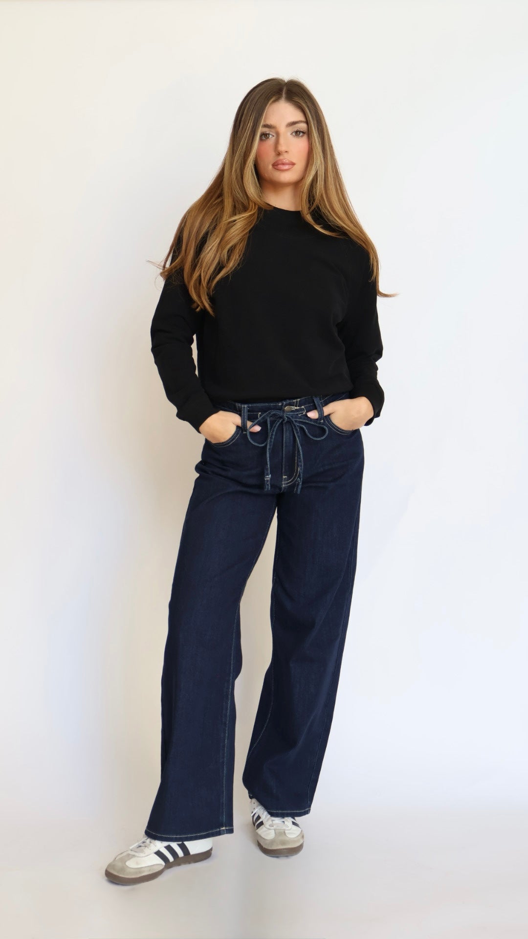 Just Black Denim Drawstring Wide Leg