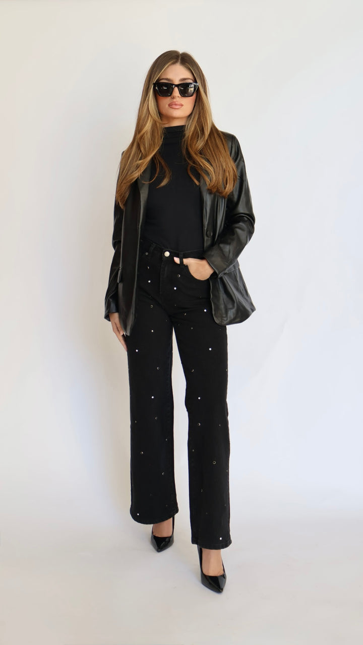 Habitual Denver High Rise Wide Leg Studded Grommet Jeans