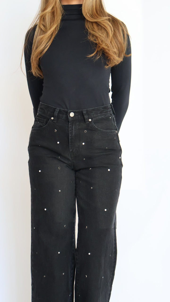 Habitual Denver High Rise Wide Leg Studded Grommet Jeans