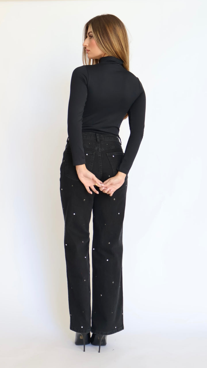 Habitual Denver High Rise Wide Leg Studded Grommet Jeans