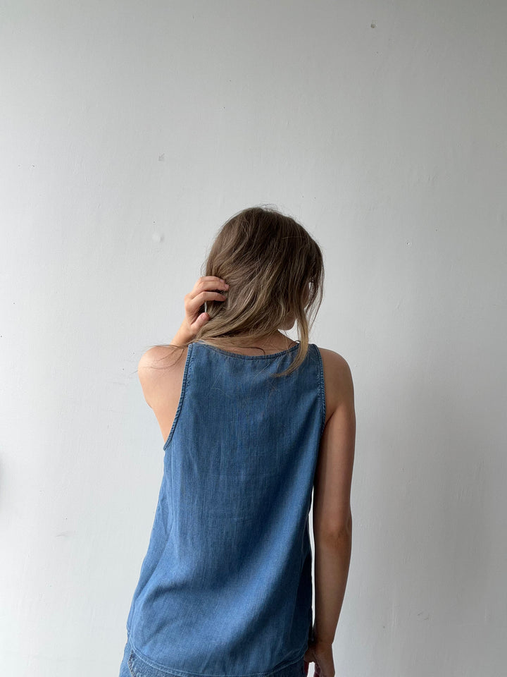 Tencel Tank with Front Patch Pocket