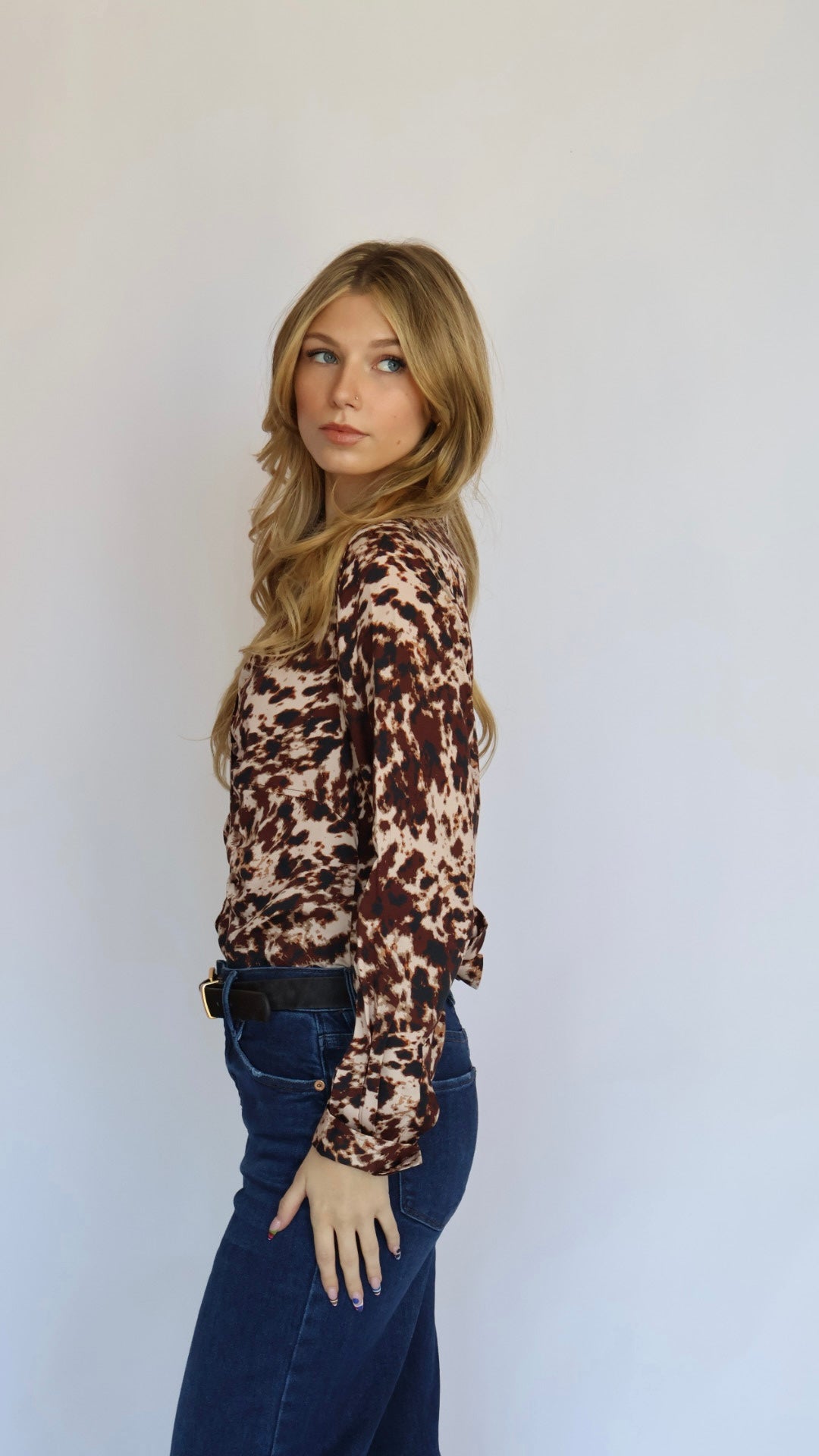 Button Front Ruched Blouse