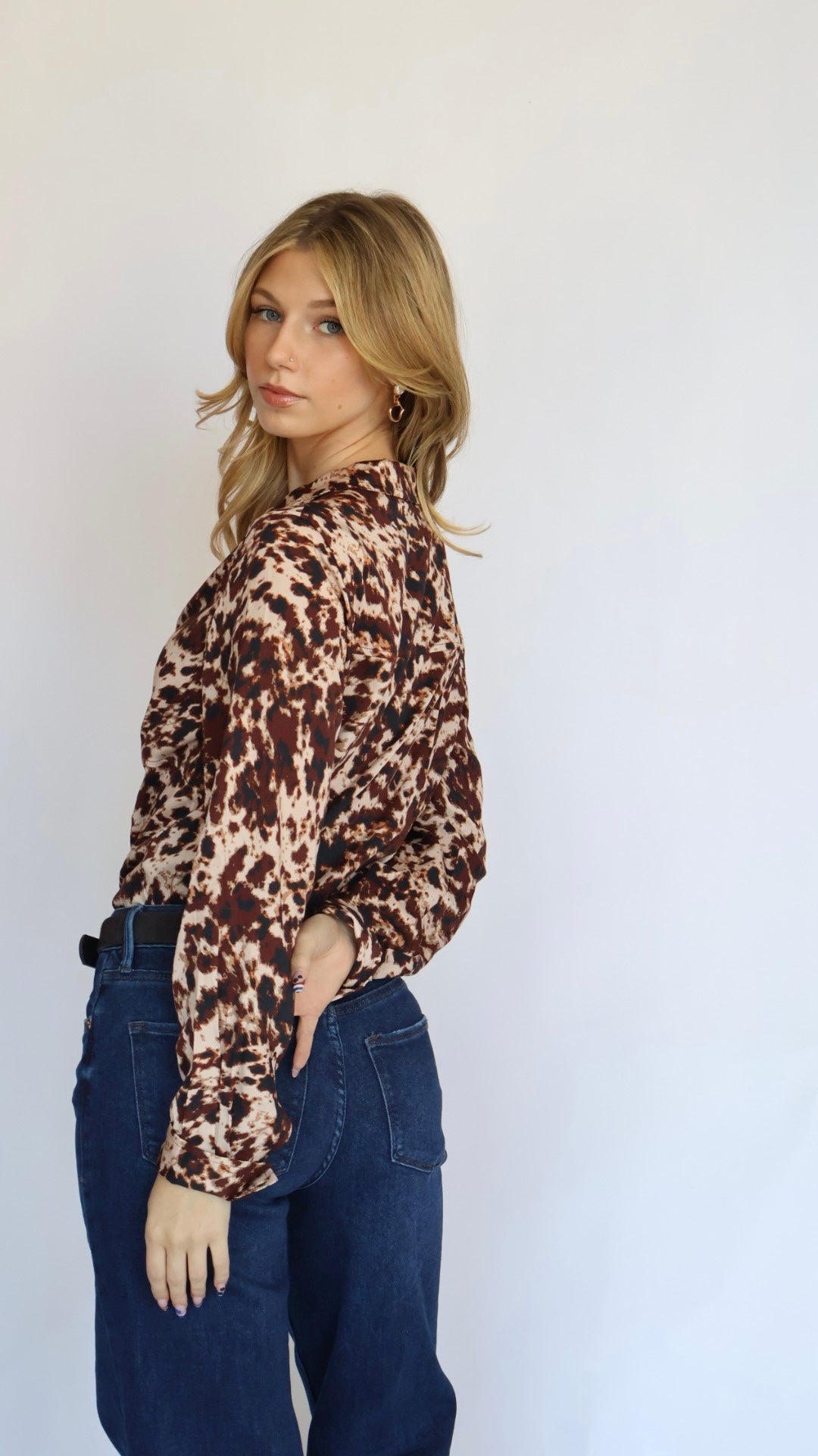 Button Front Ruched Blouse