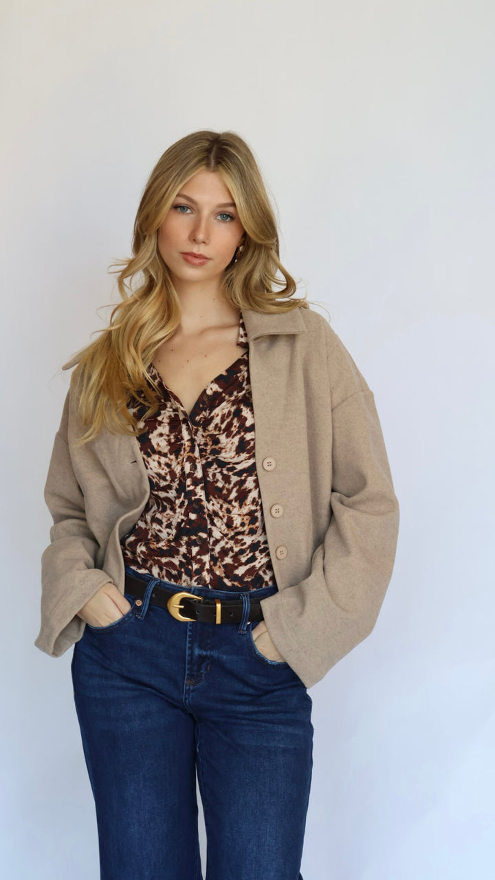 Button Front Ruched Blouse