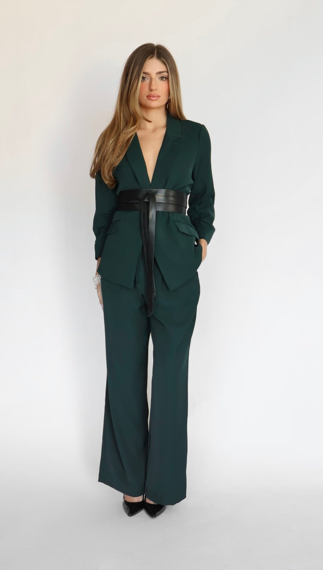 Ruched Sleeve Blazer