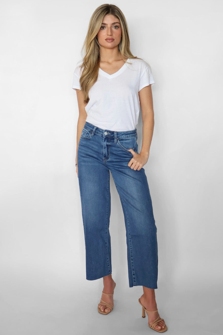 Vervet Jamie High Rise Super Soft Crop Slim Wide Leg