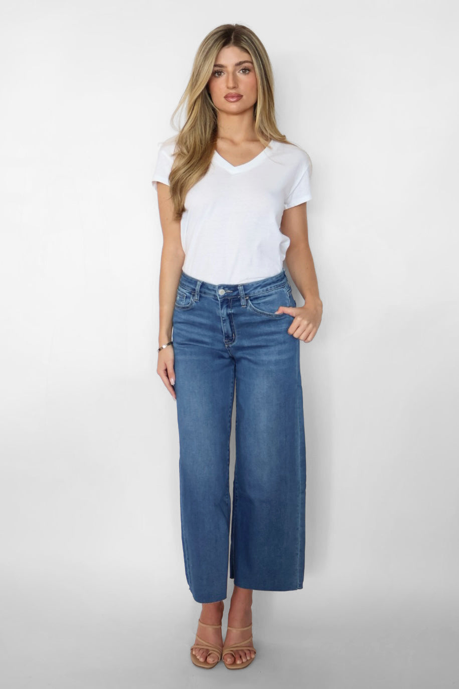Vervet Jamie High Rise Super Soft Crop Slim Wide Leg