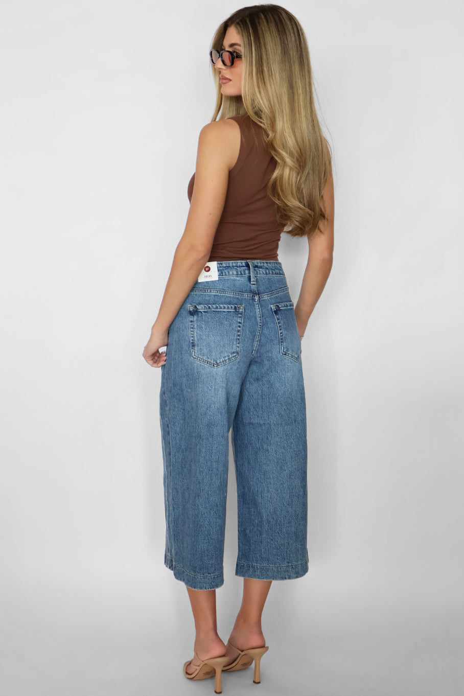 Just Black Denim Side Seam Wide Capri Jeans
