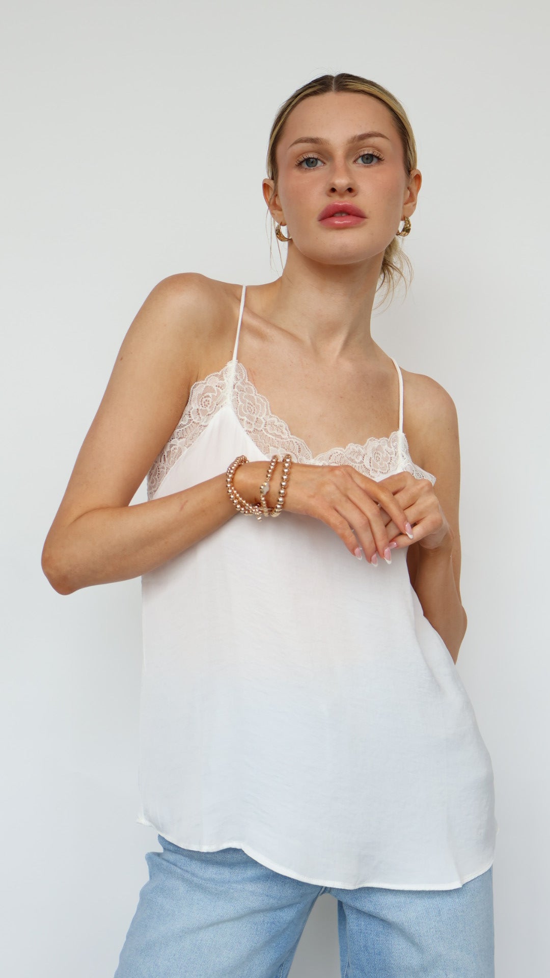 Lace Trim V Neck Cami