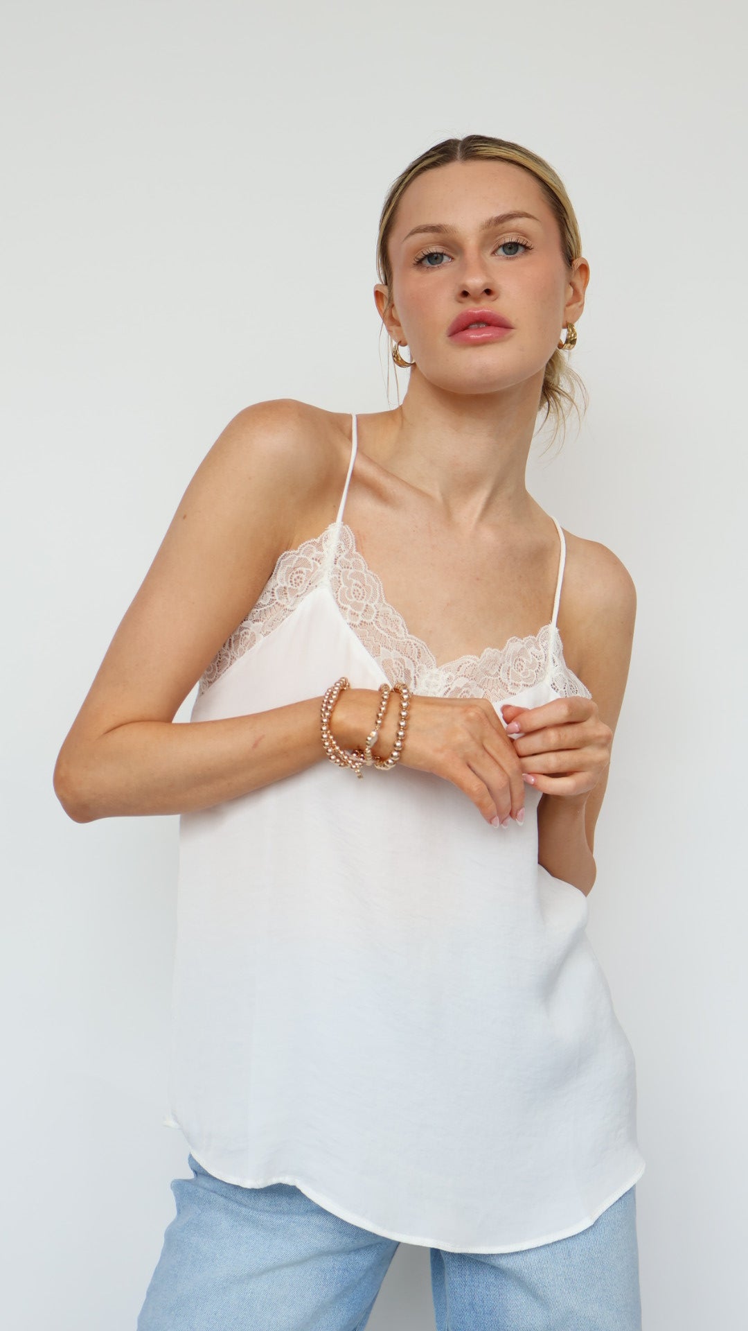 Lace Trim V Neck Cami
