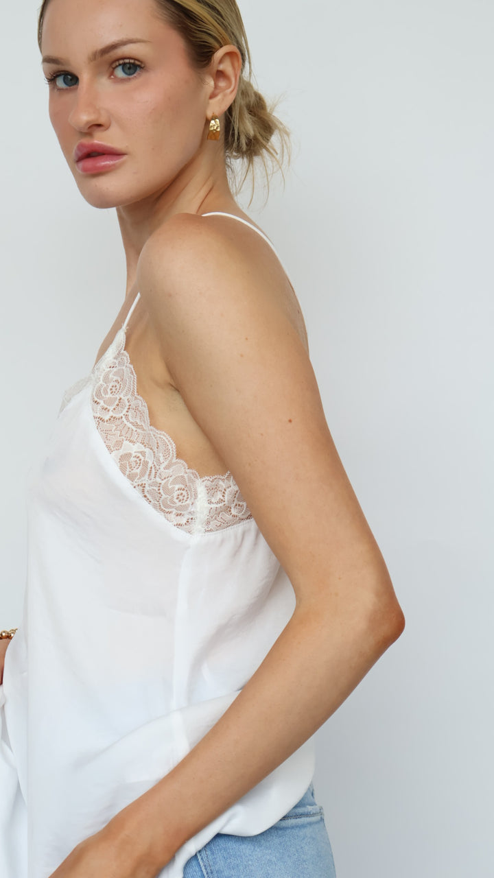 Lace Trim V Neck Cami