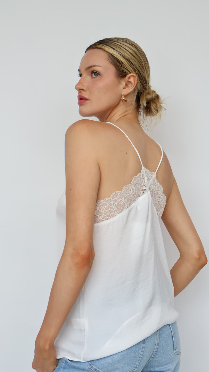 Lace Trim V Neck Cami