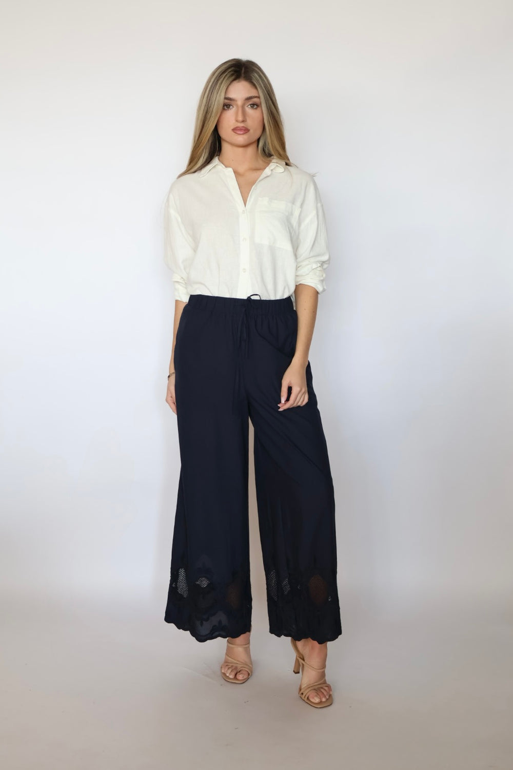 High Rise Ankle Length Detail Pants