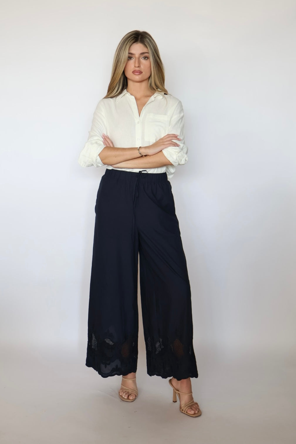 High Rise Ankle Length Detail Pants