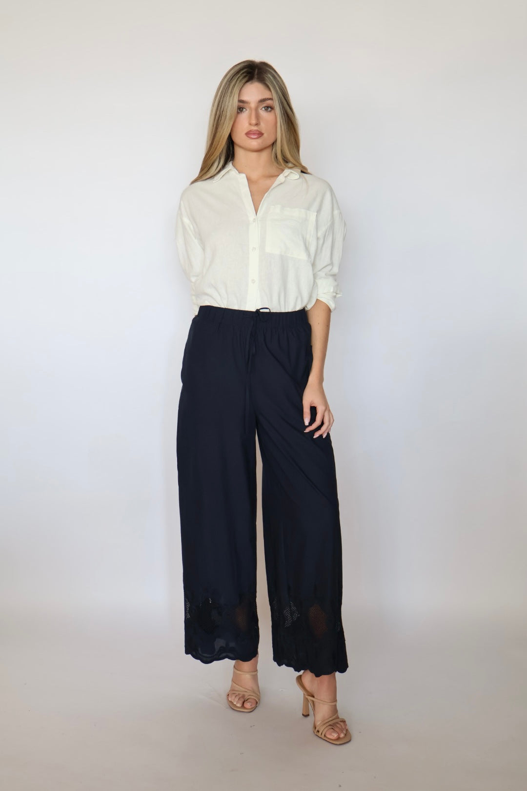 High Rise Ankle Length Detail Pants