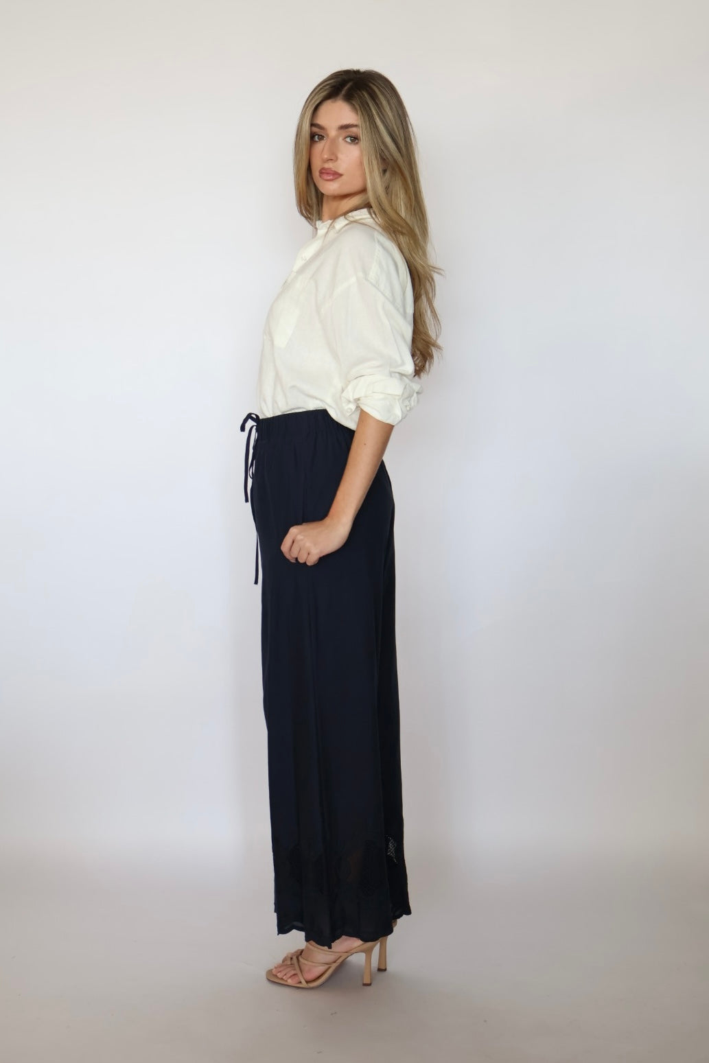 High Rise Ankle Length Detail Pants