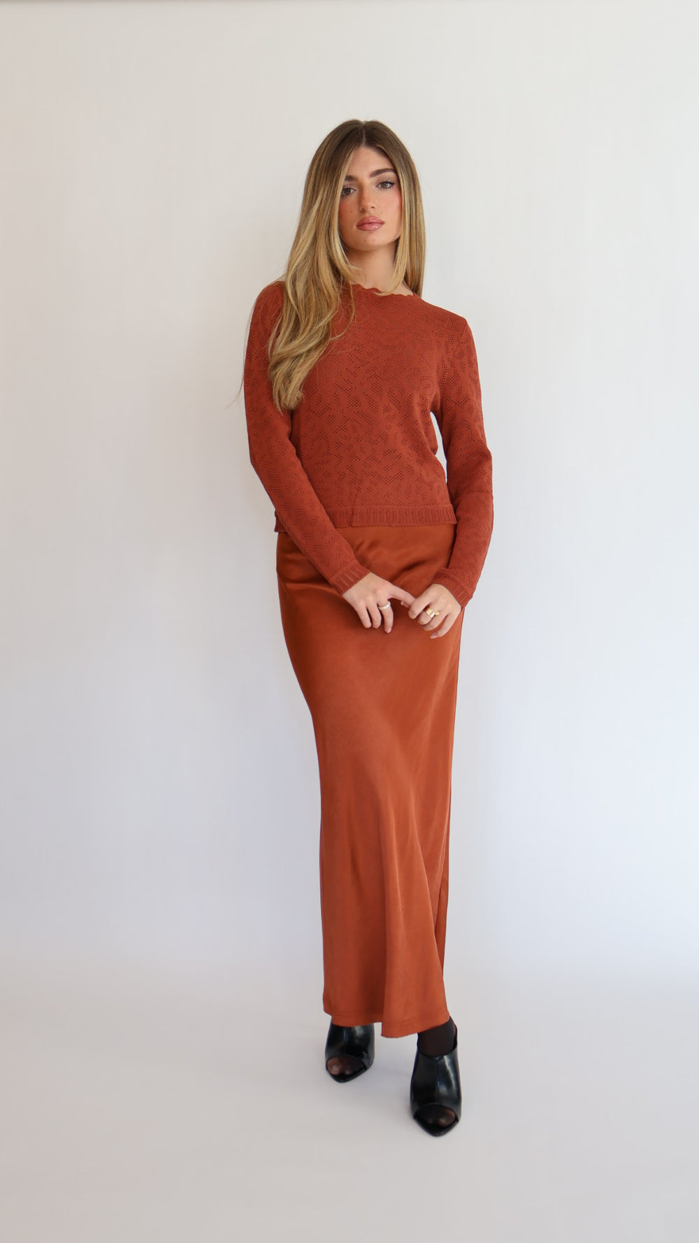 Victoria Satin Midi Skirt